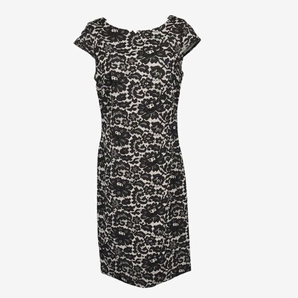 Tommy Hilfiger Womens‎ Cap Sleeves Sheath Dress 4 Black/Gray Floral Above Knee - Picture 1 of 12
